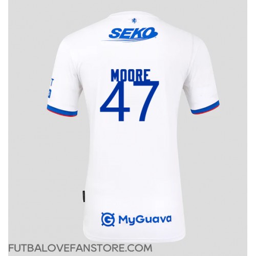 Rangers Mikey Moore #47 Vonkajší futbalový dres 2025-26 Krátky Rukáv Rangers Mikey Moore #47 Vonkajší futbalový dres 2025-26 Krátky Rukáv